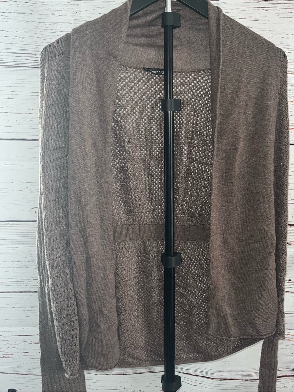 Express Women's Taupe Open-Front Knit Cardigan
